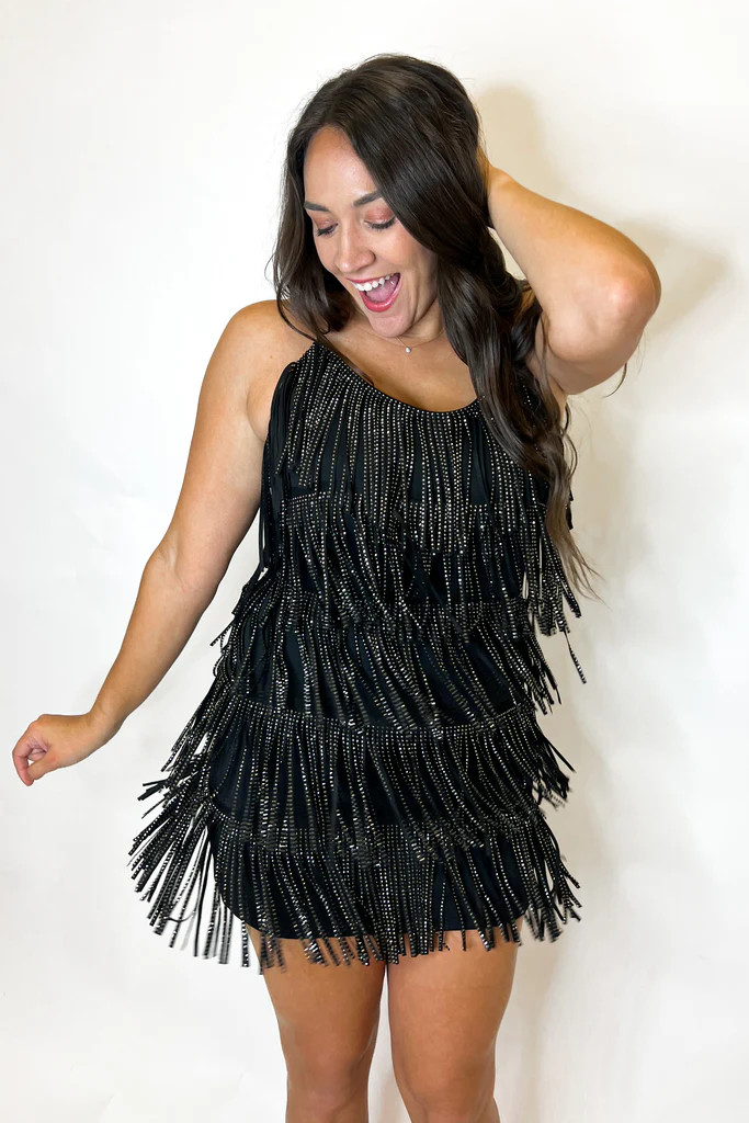 Darling Diva Rhinestone Fringe Dress | Poppy Jane