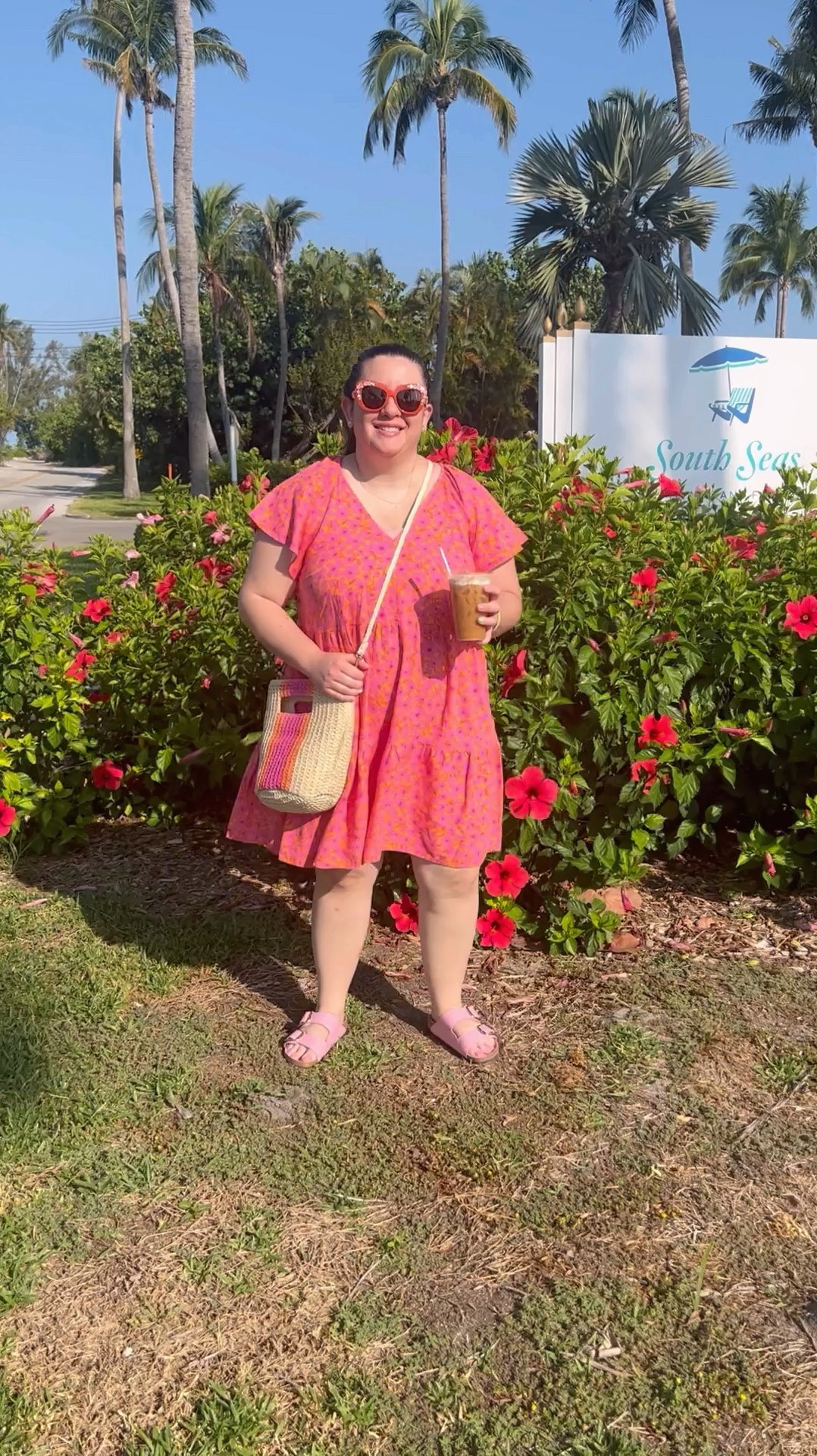 Pink and orange short boho dress on sale for $20 right now! Available in straight and plus sizes 🧡 

Vacation dress, summer dress, affordable fashion, casual dress, straw bag, straw crossbody bag, pink Birkenstocks 

#LTKSaleAlert #LTKMidsize #LTKFindsUnder50
