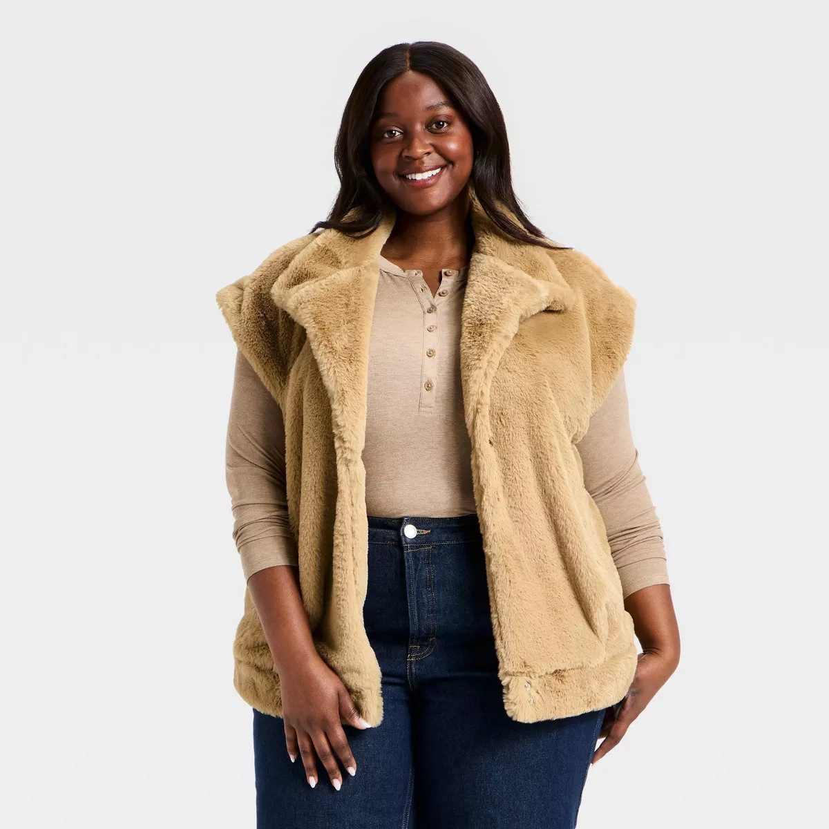 Women's Faux Fur Vest - Universal Thread™ Tan | Target