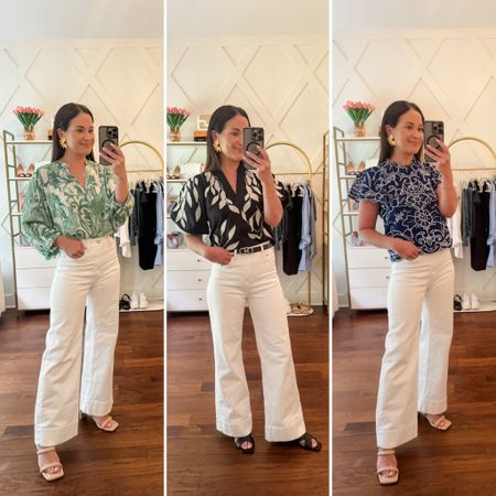 3 gorgeous blouses from Anthropologie style with white jcrew trouser jeans - wearing xs in tops and 25 petite in jeans 

#LTKOver40 #LTKSeasonal #LTKStyleTip