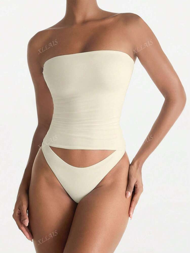 XLLAIS Sexy Trägerloses Basis Top Mode Einfarbig Elastisch Slim Fit Bandeau Für Frauen Ganzjahresmode | SHEIN