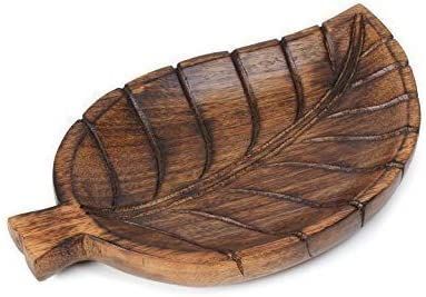 Earthly Home Wooden Decorative Leaf Design Serving Tray - Natural finish - Size: 12 x 8 x 1 Inche... | Amazon (US)