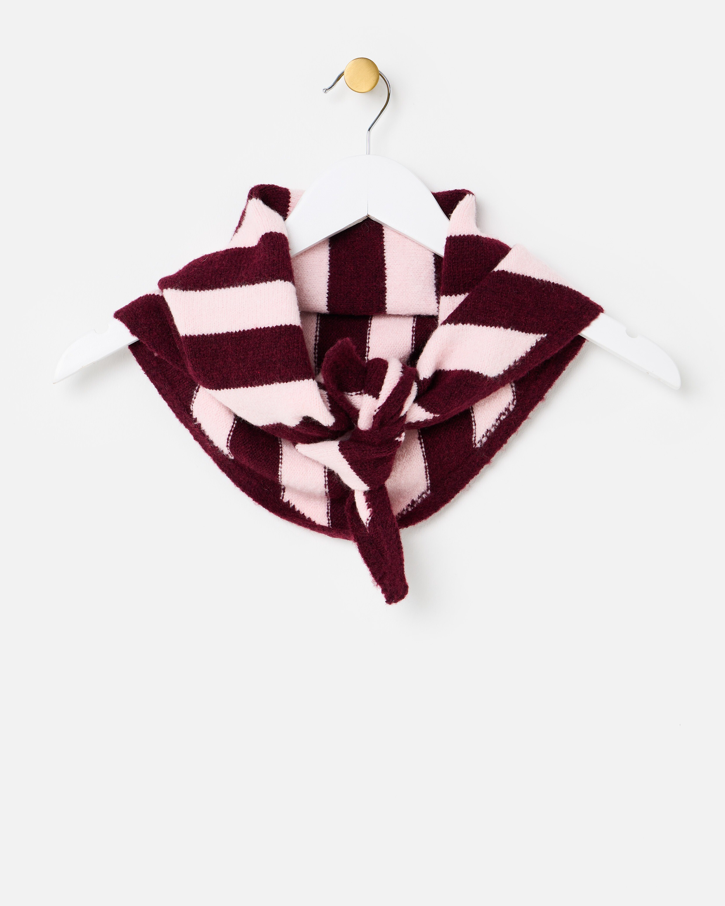 Pink & Burgundy Striped Knitted Triangle Scarf | Oliver Bonas (Global)