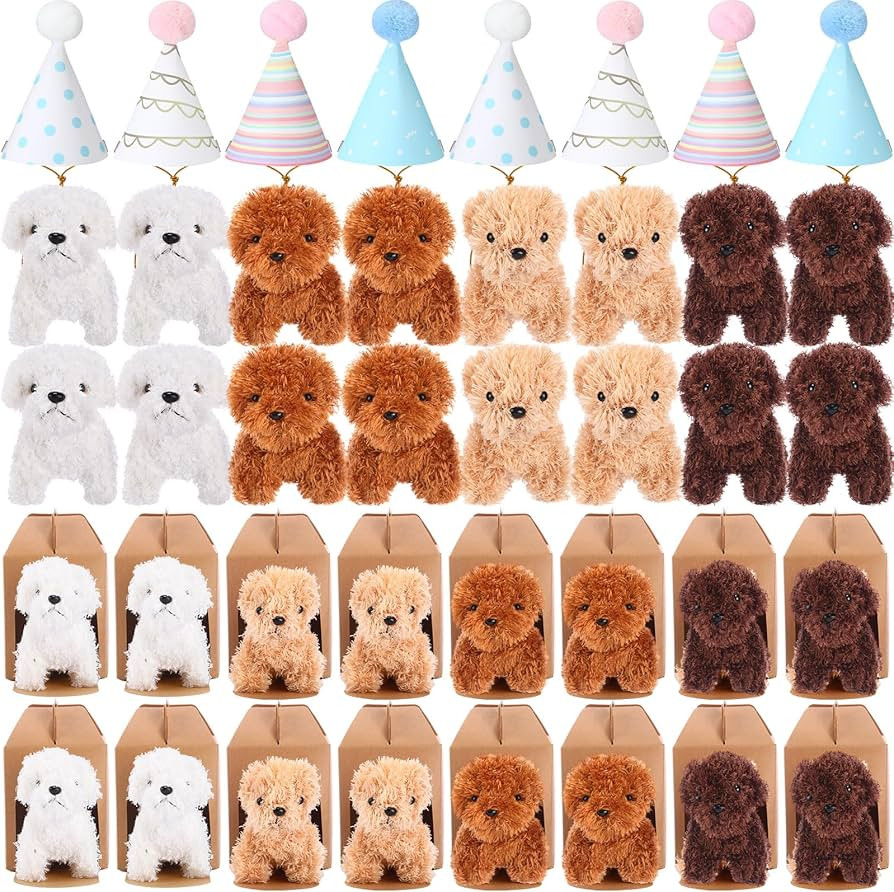 20 Pcs Mini Stuffed Animals Plush Toy Set Includes 20 Birthday Hats 20 Kraft Paper Boxes for Boys... | Amazon (US)