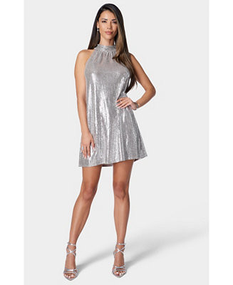 Women's Halter Neck Trapeze Disco Dot Dress | Macy's
