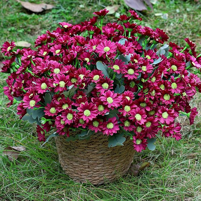 24 Bundles Artificial Daisy Flowers for Outdoor - Fake Mums Faux UV Resistant Daisies Plants Flor... | Amazon (US)