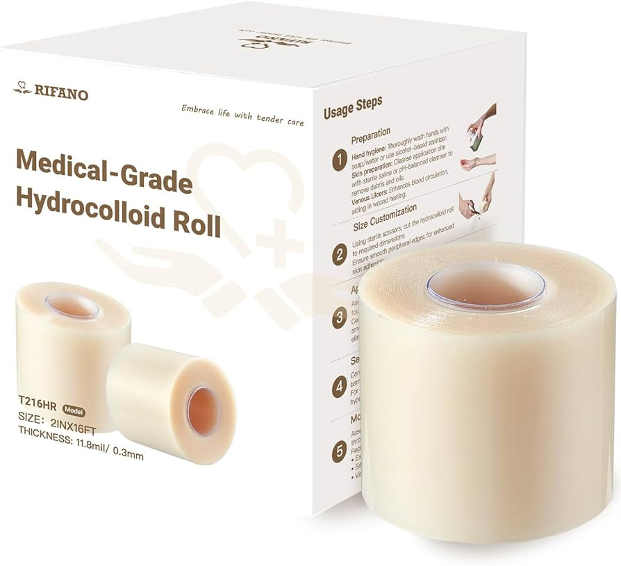 RIFANO Medical Hydrocolloid Tape Roll, Cut-to-Size, 2in*12ft, 11.8mil/ 0.3mm Thickness, Extra Lar... | Amazon (US)