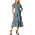 Allegra K Women's Summer Boho Casual Short Sleeve V Neck Tie Floral Midi Dresses | Walmart (US)