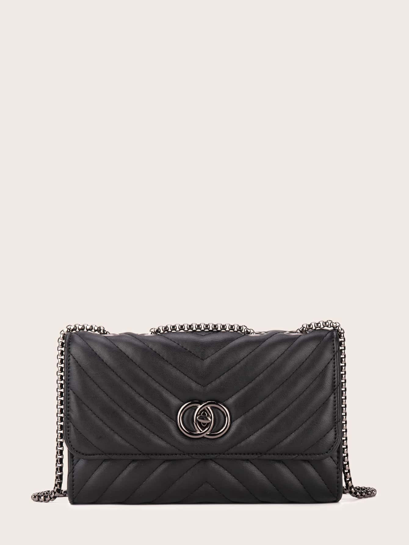 Chevron Flap Crossbody Bag | SHEIN