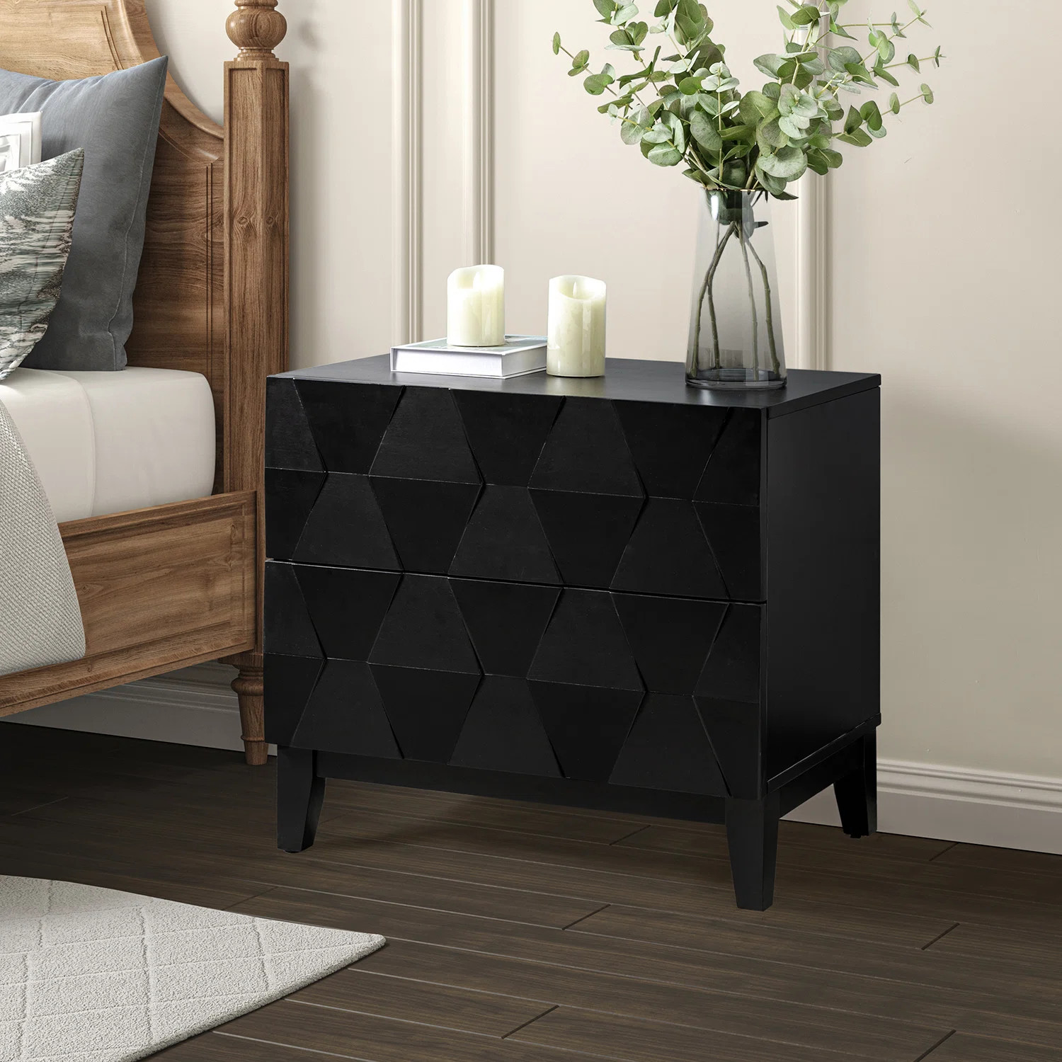 Kelly Clarkson Home Sara Midcentury Modern 2 - Drawer Nightstand with Built-In Outlet and Solid W... | Wayfair North America