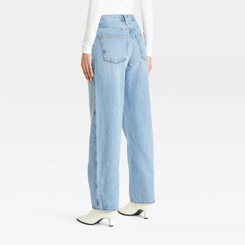Women's Mid-Rise Studded 90's Baggy Jeans - Universal Thread™ Blue | Target