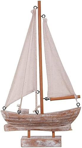 Linfevisi Wooden Sailboat Decorations Nautical Sail Boats Model Decoration Beach Coastal Ocean Themed Home Decor Ornaments Table Top Rustic Decorative Wood Sailing Boats Ships Nautical Decor 10.75" H | Amazon (US)