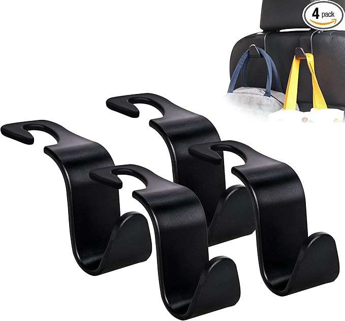 Car Seat Headrest Hook 4 Pack Hanger Storage Organizer Universal for Handbag Purse Coat fit Unive... | Amazon (US)