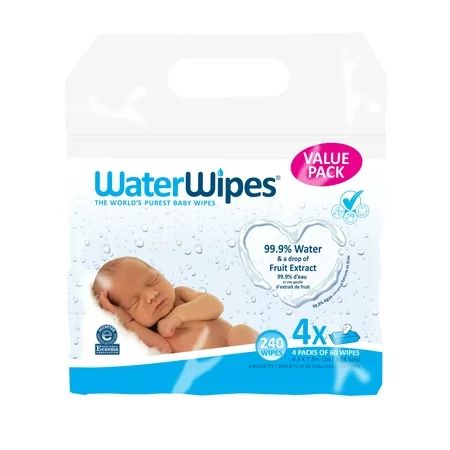 WaterWipes Sensitive Baby Wipes, Unscented, 240 Count (4 Packs of 60) | Walmart (US)