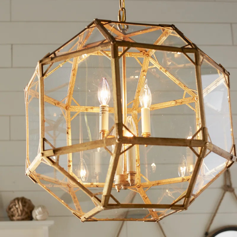 Collins 4 - Light Dimmable Lantern Geometric Chandelier | Wayfair North America