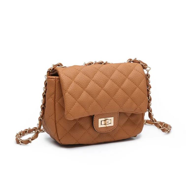 POPPY Classic Quilted Crossbady Bag Vagan Leather Mini Shoulder Bag with Goldtone Chain Strap | Walmart (US)