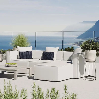 Modway Saybrook Outdoor Patio Upholstered 4-Piece Sectional Sofa | Wayfair North America