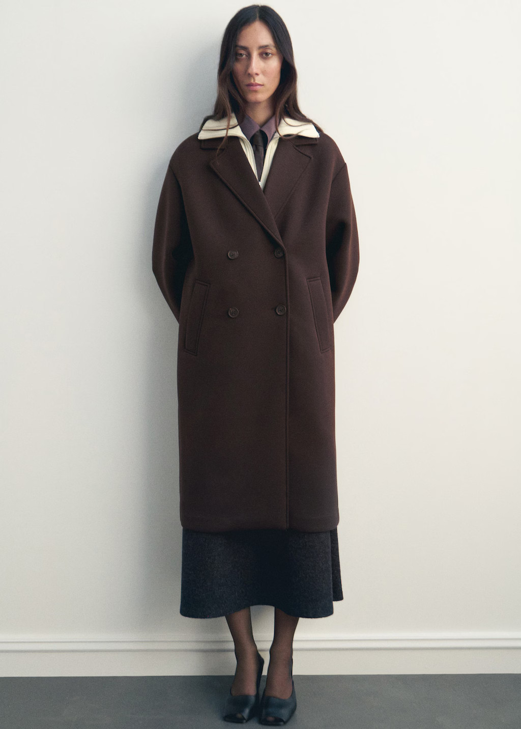 Long combined coat brown - Woman - L - MANGO | MANGO (UK)