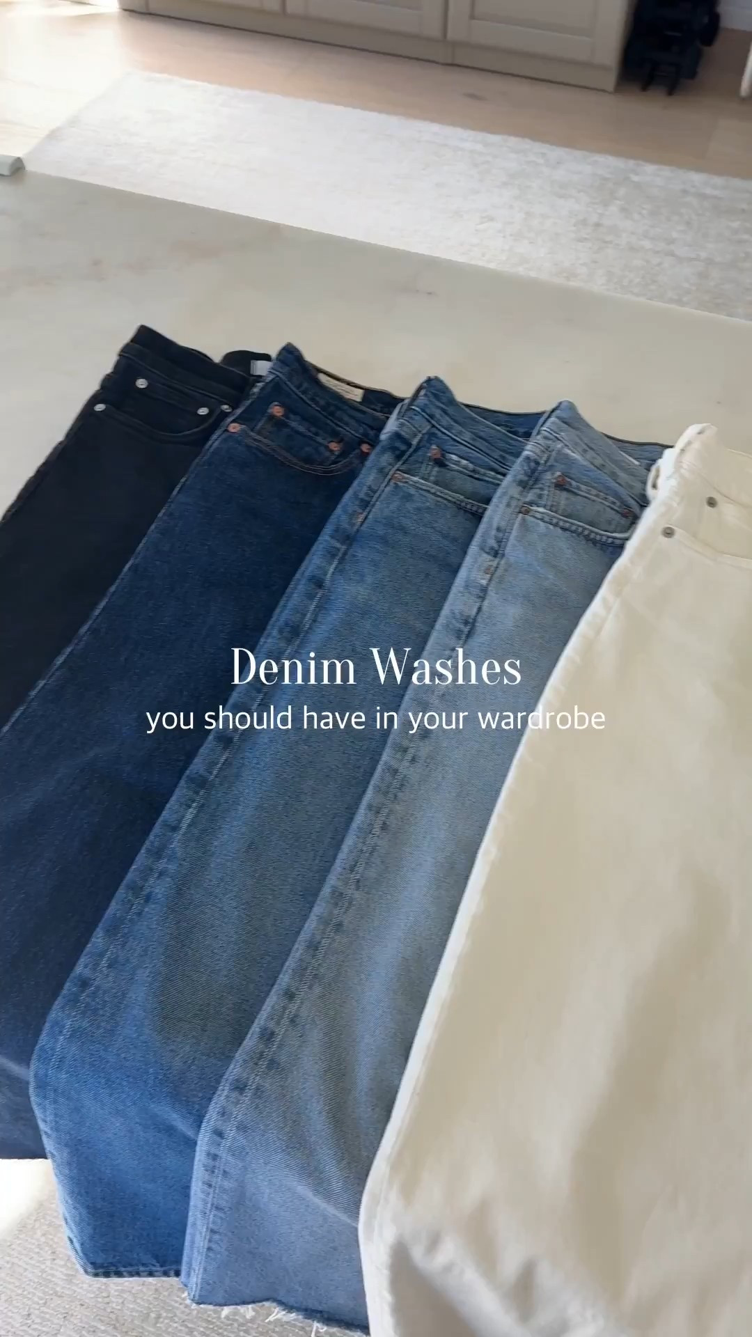 Denim washes you should have in your wardrobe:

White/ecru
Light wash
Medium-Dark fade everyday 
Dark wash no fade
Faded black

Petite style, jeans, petite denim 

#LTKPetite #LTKmomlife