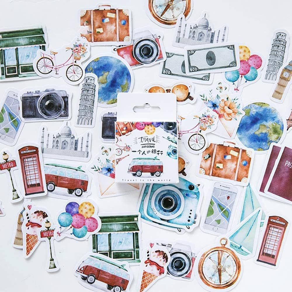 Mini Size Scrapbook Stickers, 45pcs Doraking DIY Decoration Travel Stickers Life Set for Travel C... | Amazon (US)