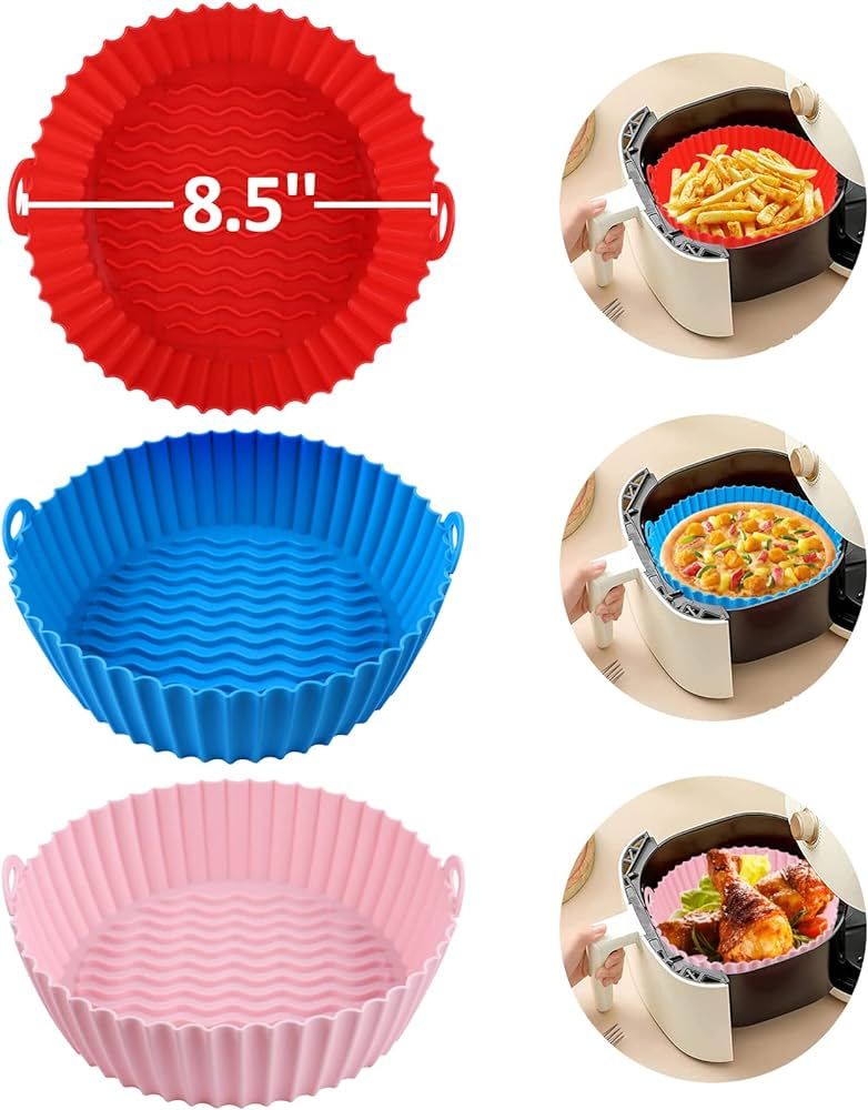 3-Pack Air Fryer Silicone Pot, 8.5 Inch Air Fryer Basket, Food Grade Air Fryer Accessories, Reusa... | Amazon (CA)