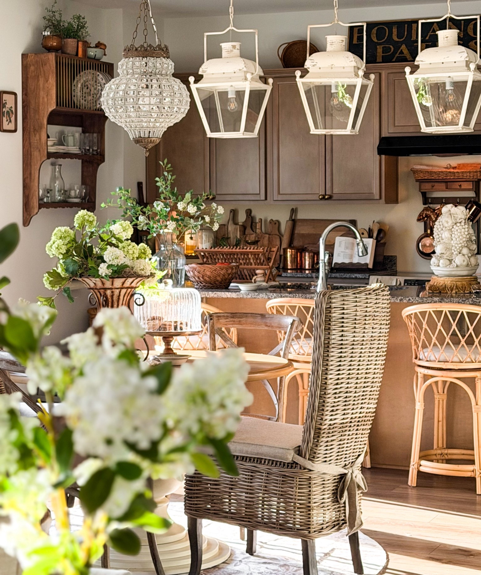 One of the fastest ways to take a builder grade kitchen from flat to full of character is lighting. In our kitchen and breakfast nook, I looked for pendants with classic silhouettes, proper scale, and finishes that feel timeworn rather than trendy. These pieces anchor the space, soften hard lines, and add that layered cottage character I always design around. The right lighting doesn’t just brighten a room, it shapes how the entire space feels and functions. Pendants like these from @antiquefarmhouse were the foundation before anything else came in.

#LTKHome