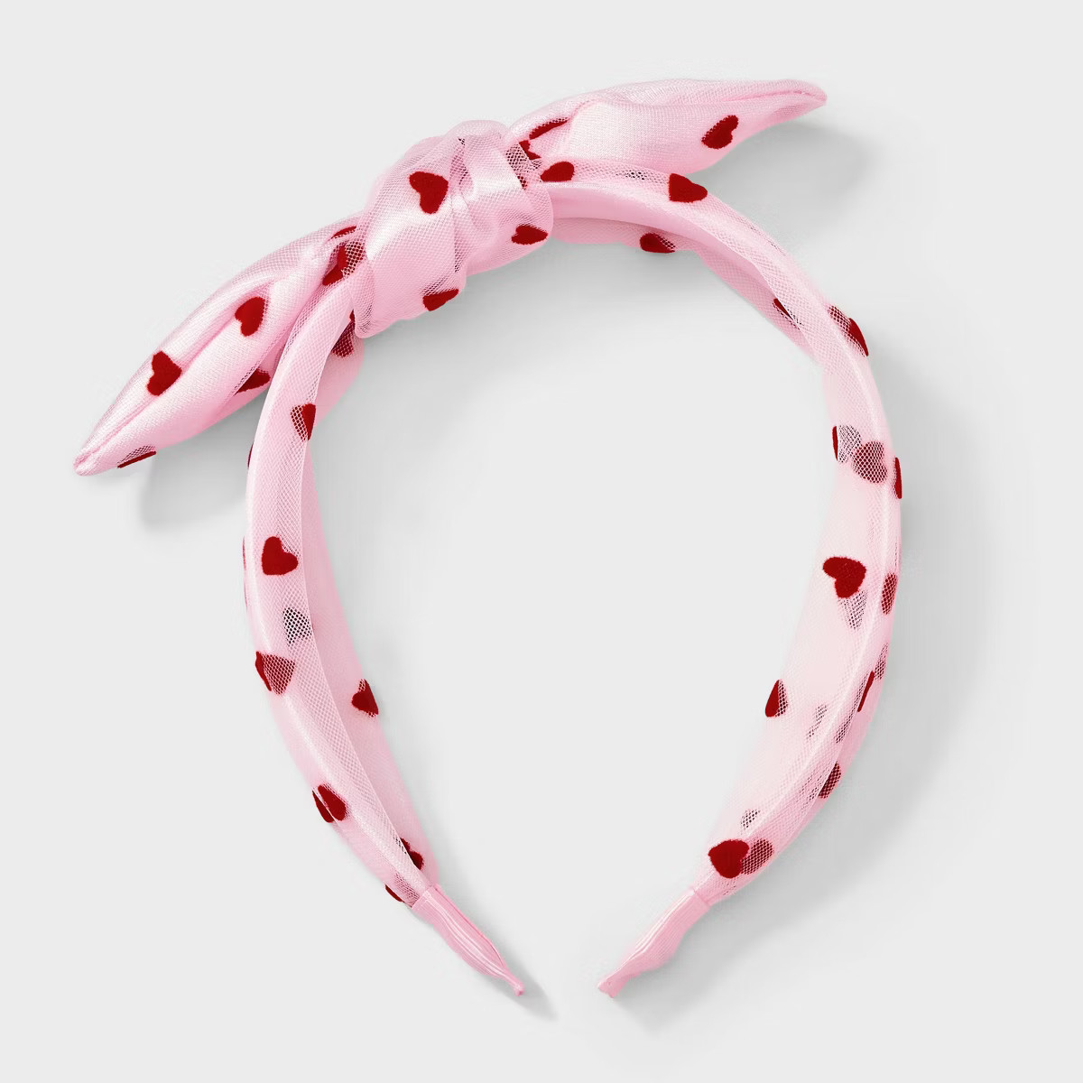 Valentines Heart Printed Tule Knot and Bow Headband - Pink/Red | Target