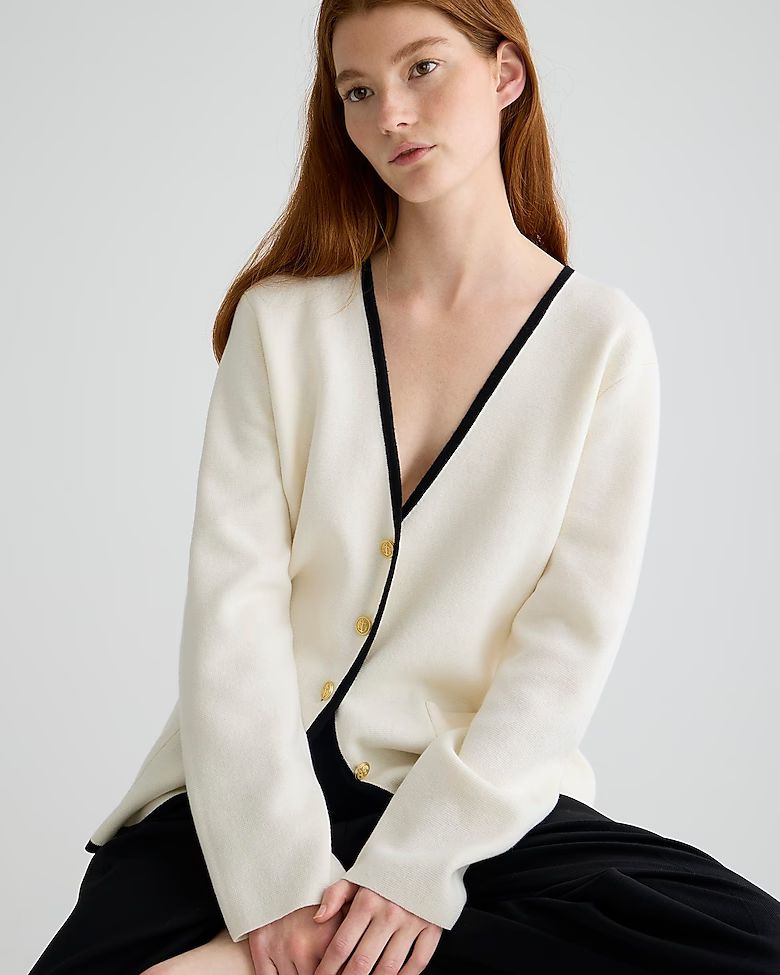 Giselle V-neck sweater blazer with contrast trim | J.Crew US