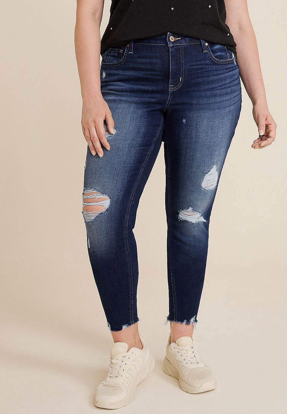Plus Size edgely™ Curvy High Rise Ripped Super Skinny Ankle Jean | Maurices