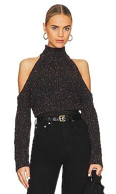 Tularosa Gia Speckled Open Shoulder Sweater in Black Confetti from Revolve.com | Revolve Clothing (Global)