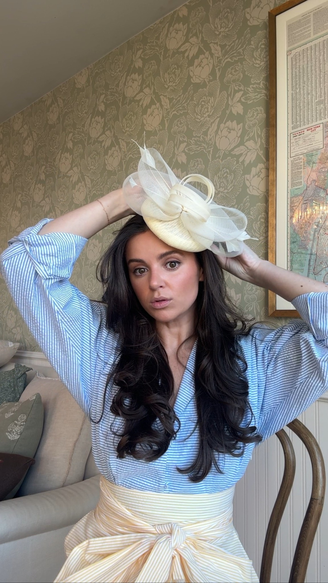 Getting ready! Lip & mascara needed, but loving this color combo 