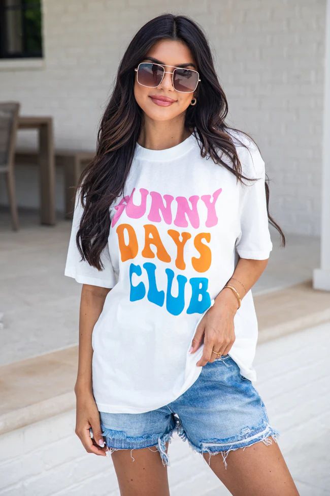 Sunny Days Club White Graphic Tee SALE | Pink Lily