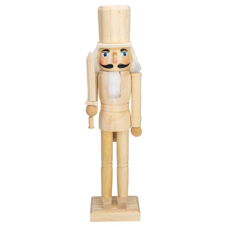 Northlight 15" Unfinished Paintable Wooden Christmas Nutcracker with Sword | Target