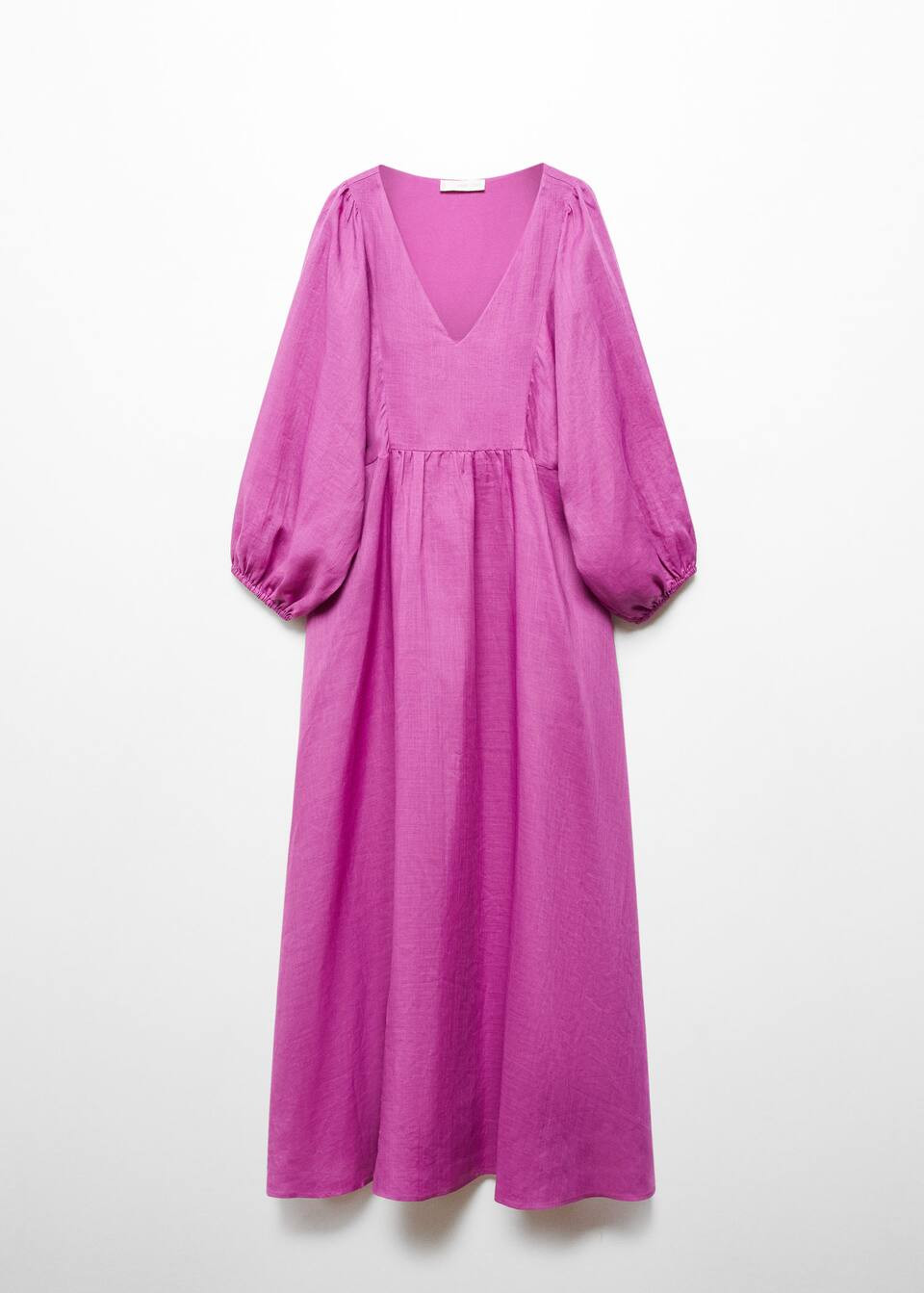 Ramie puff sleeve dress -  Women | Mango USA | MANGO (US)