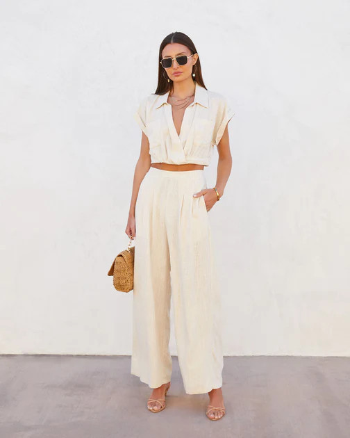 Cabo Pocketed Wide Leg Pants - Oatmeal | VICI