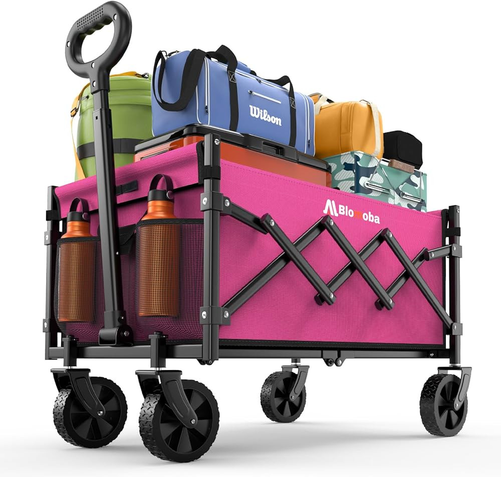 Collapsible Wagon with Wheels, 220 lbs Wagons Carts Foldable Wagon Cart with Flexible Handle, Lig... | Amazon (US)