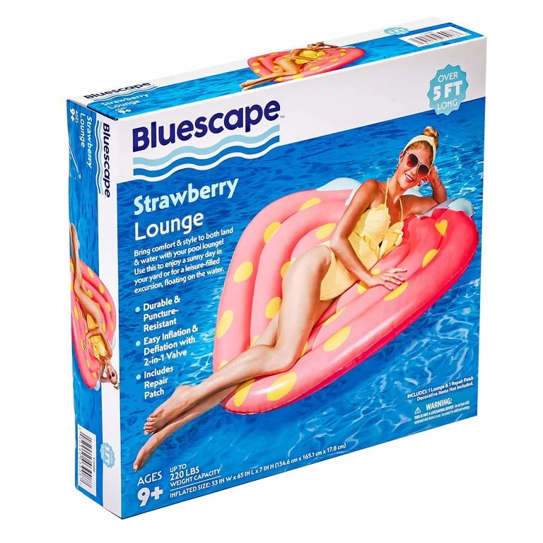 Bluescape Red Strawberry Lounge, Inflatable Swimming Pool Float, Age 9 & up, Unisex | Walmart (US)