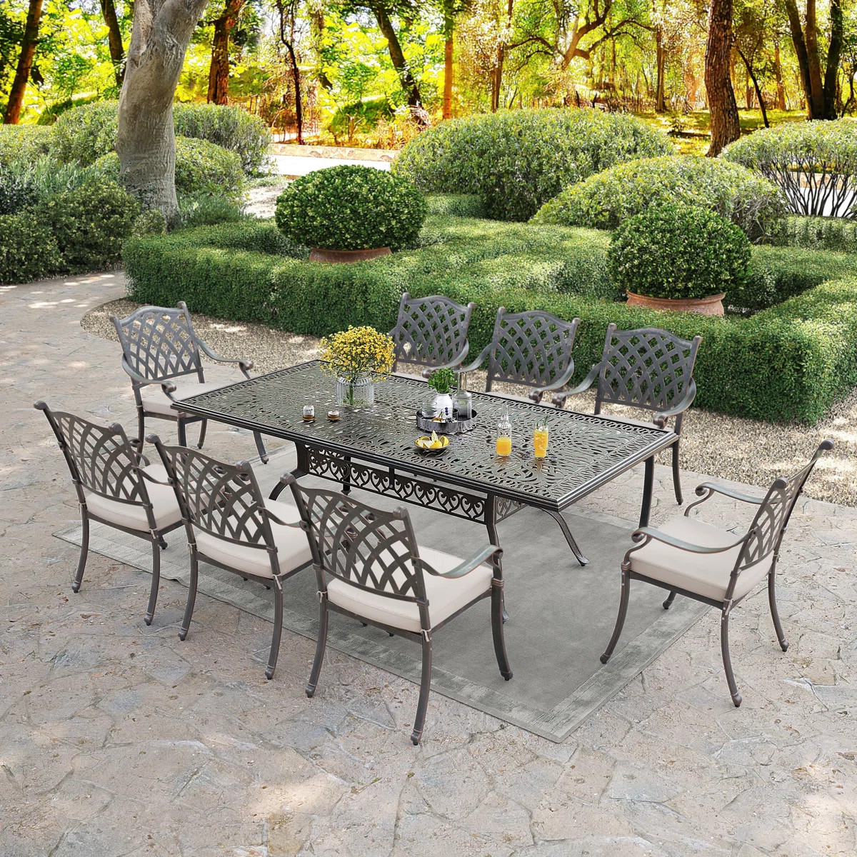 Amechi 8 - Person Patio Dining Set with Rectangular Table , Cushions Included | Wayfair North America