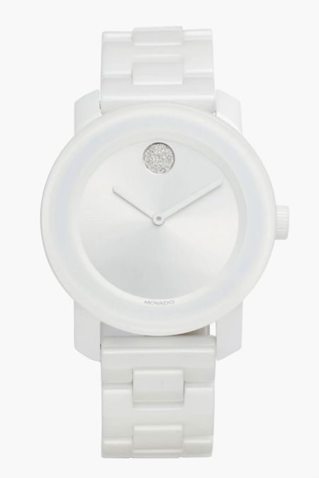 Movado Bold Ceramic Bracelet Watch, 36mm. Jewels inset the signature Museum dot at 12 o'clock on this minimalist timepiece encased in ceramic and fitted with a sleek, matching bracelet.

#LTKworkwear #LTKstyletip