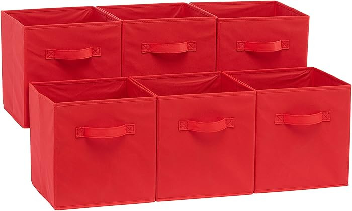 Amazon Basics Cube Organizer Storage Bins Handles, Collapsible Fabric, Pack of 6, 10.5"x10.5"x11"... | Amazon (US)
