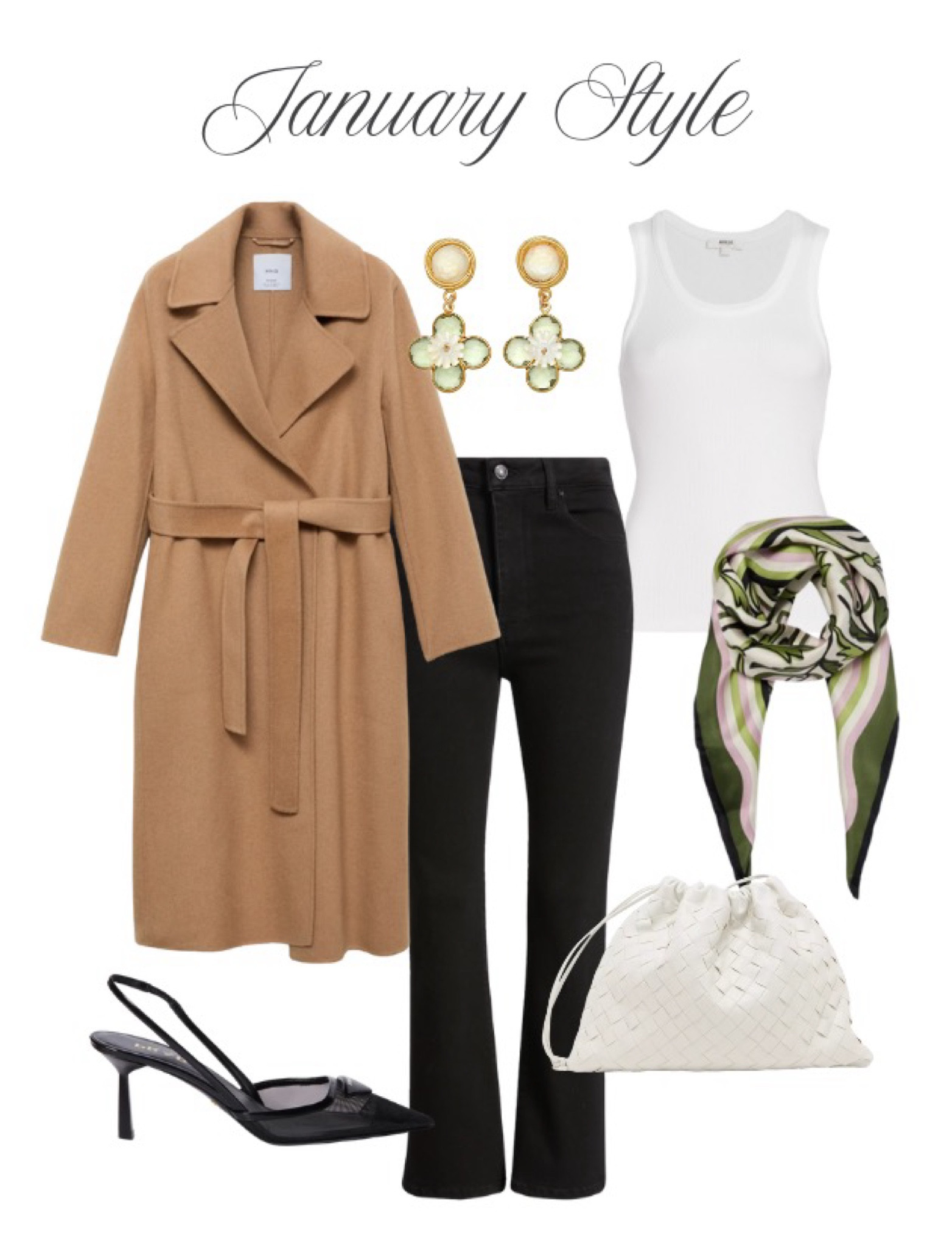 The perfect outfit for staying warm during the cold January months while mixing in pops of green and white to brighten up your look! This Mango wool blend coat is also under $250 and a total wardrobe staple.

#LTKSeasonal #LTKWatchNow #LTKStyleTip