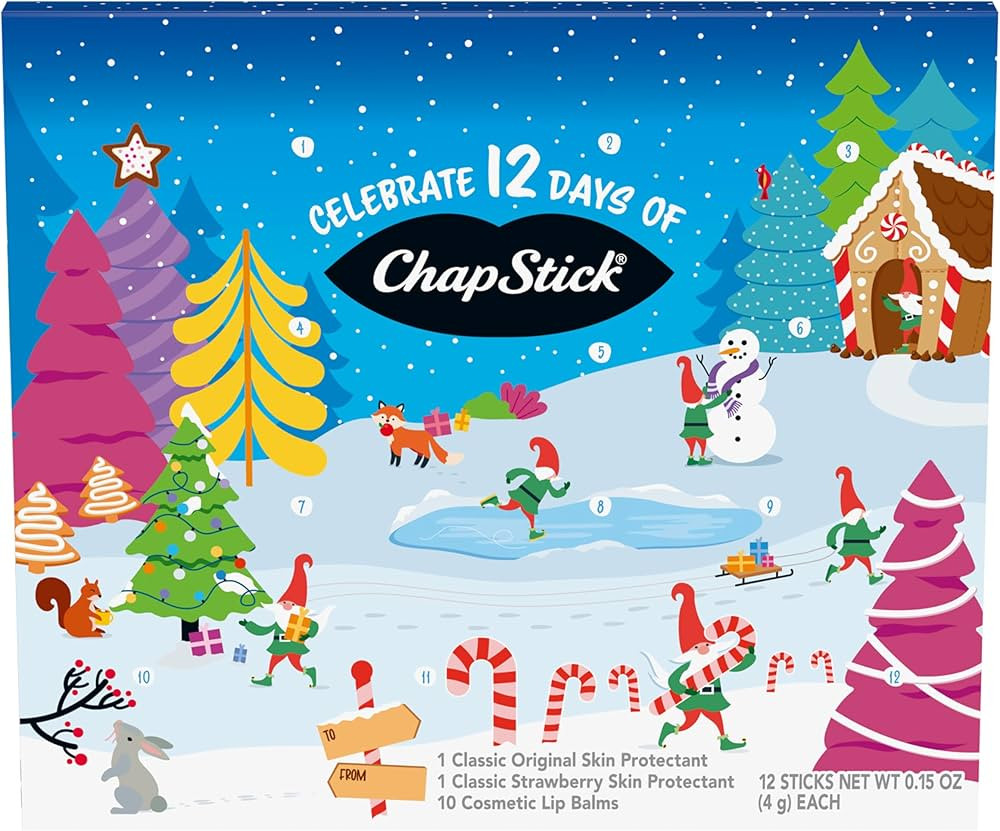 ChapStick 12 Days of Holiday Advent Calendar Lip Balm Gift Set - 0.15 Oz | Amazon (US)