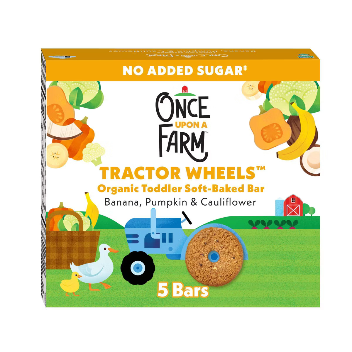 Once Upon a Farm Tractor Wheels Banana Pumpkin & Cauliflower Baby Snacks - 3.35oz | Target