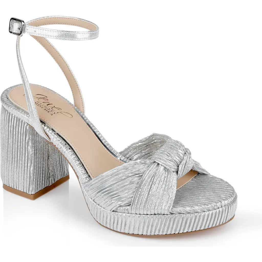 Jewel Badgley Mischka Tyler Ankle Strap Platform Sandal in Silver/Fabric at Nordstrom, Size 8.5 | Nordstrom