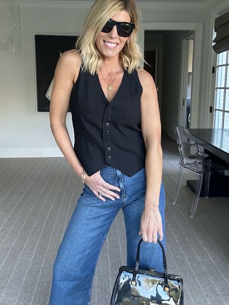 VEST are VERY IN 🖤 I love this one I found for $25! Wearing a small pair it with a wide leg denim (zara) and some studded ballet flats | 

#LTKstyletip #LTKover40 #LTKfindsunder50