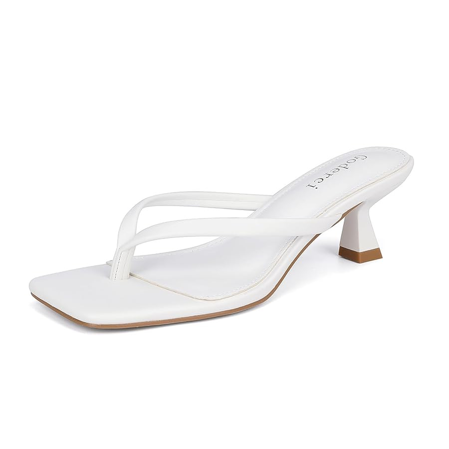 Kitten Flip Flop Thong Low Heels for Women Square Open Toe Slip On Heeled Sandals | Amazon (US)