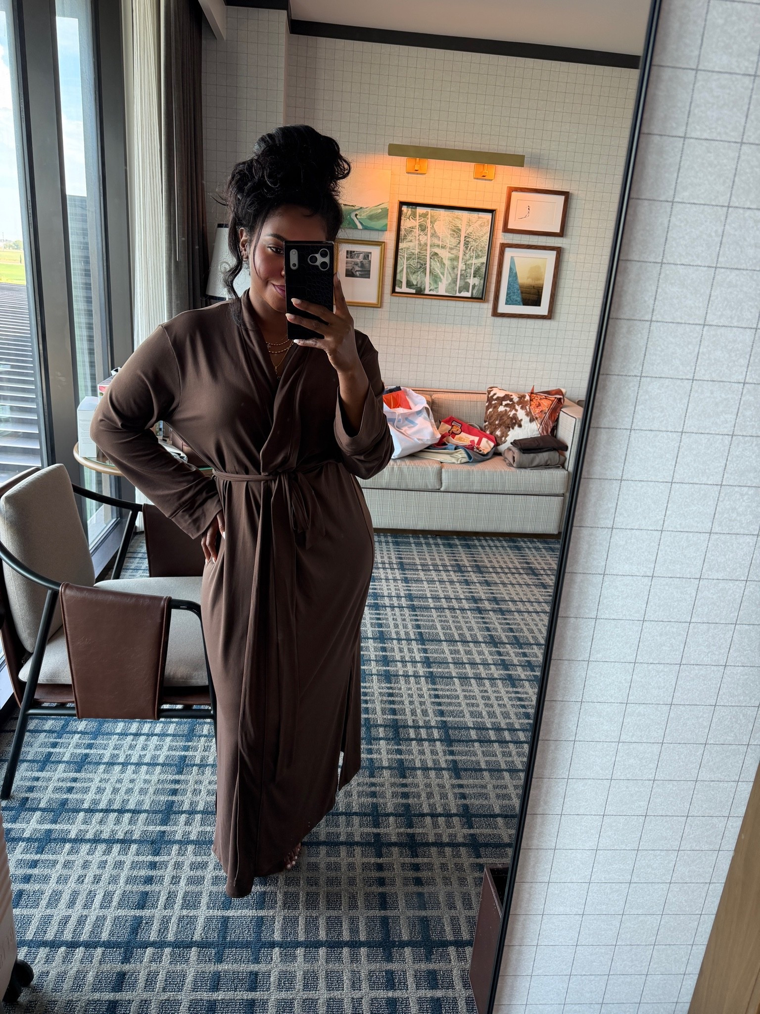 Super comfy long robe. Wearing a M