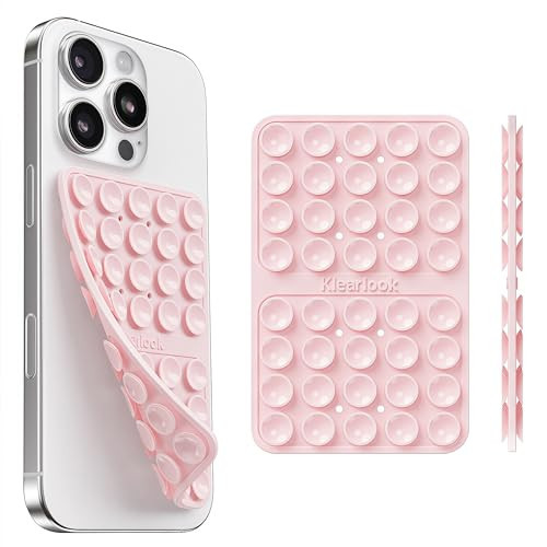 Klearlook Silicone Double-Sided Suction Cup Phone Case Detachable Mount, Sticky Phone Grip with Higher Suction Power for iPhone, Hands-Free Phone Accessories Holder for Selfies and Videos, Light Pink | Amazon (US)