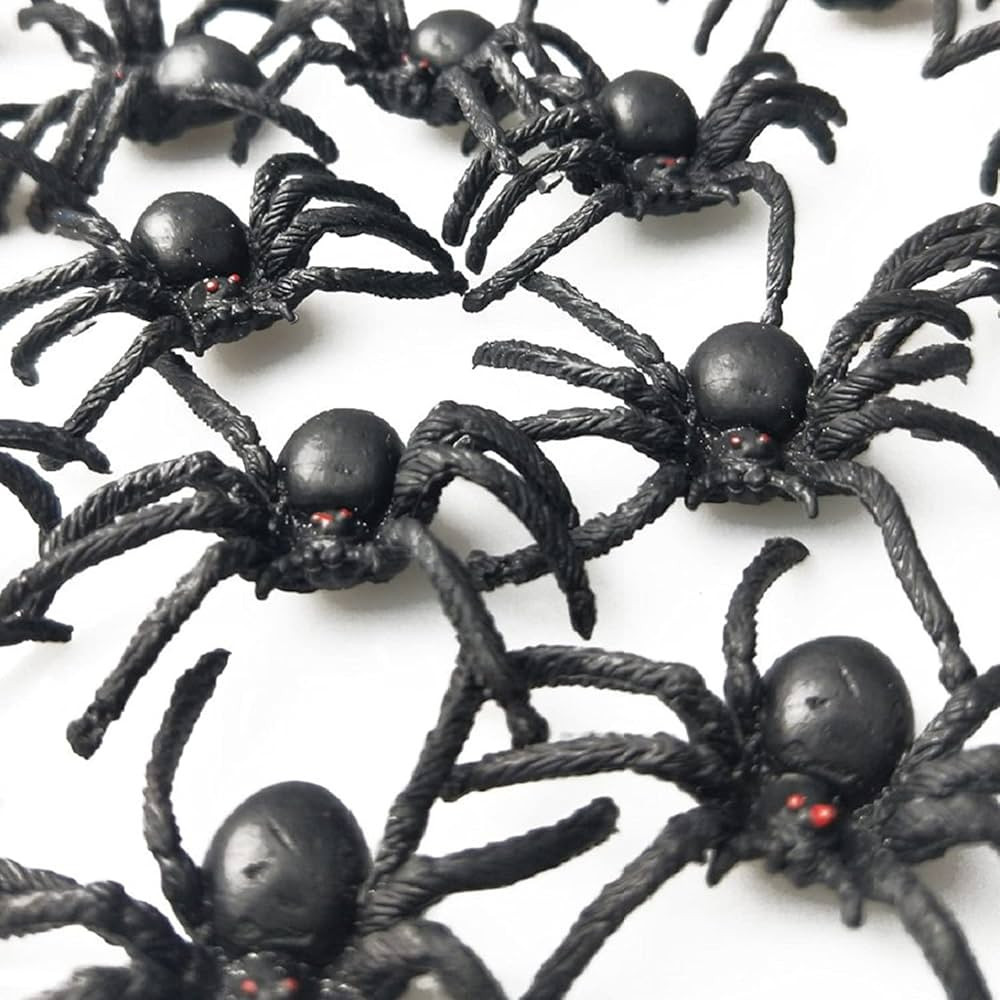 JIALWEN 50PCS Realistic Halloween Plastic Spiders Small Size Black Spiders Toys Fake Spiders Pran... | Amazon (US)