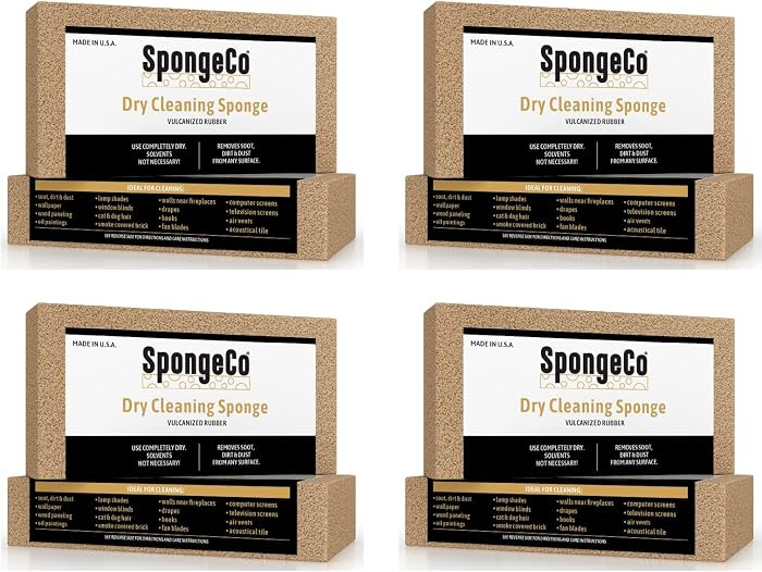 Dry Cleaning Soot Eraser Sponge - Pet Hair, Smoke, Soot, Dust and Dirt Remover - 3x6x3/4 (4 Pack)... | Amazon (US)